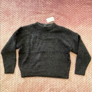 NWT FRNCH Paris Black Cropped Pullover Glitter Sweater Womens Size S / M